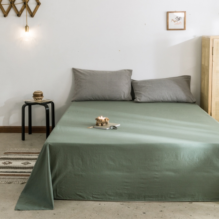 91家纺网 家纺一手货源 找家纺 雅居纺 2022新款全棉水洗棉单床单 墨子绿