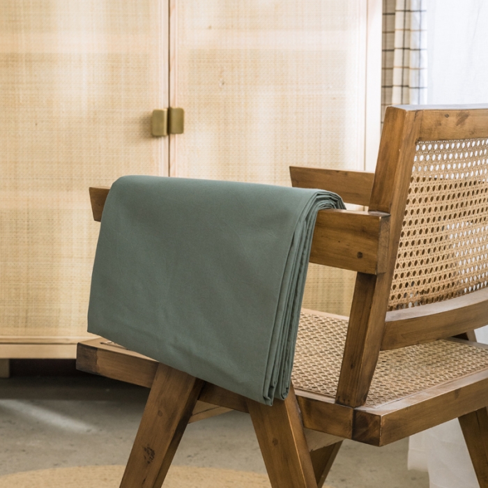 91家纺网 家纺一手货源 找家纺 雅居纺 2022新款全棉水洗棉单床单 墨子绿