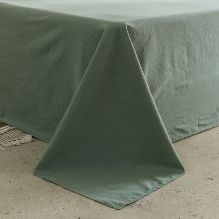 91家纺网 家纺一手货源 找家纺 雅居纺 2022新款全棉水洗棉单床单 墨子绿