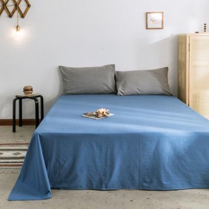 雅居纺 2022新款全棉水洗棉单床单 牛仔蓝