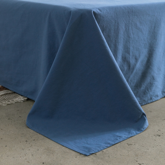 91家纺网 家纺一手货源 找家纺 雅居纺 2022新款全棉水洗棉单床单 牛仔蓝