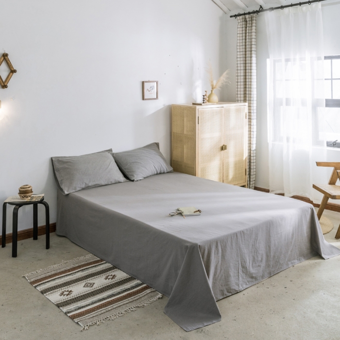 91家纺网 家纺一手货源 找家纺 雅居纺 2022新款全棉水洗棉单床单 绅士灰