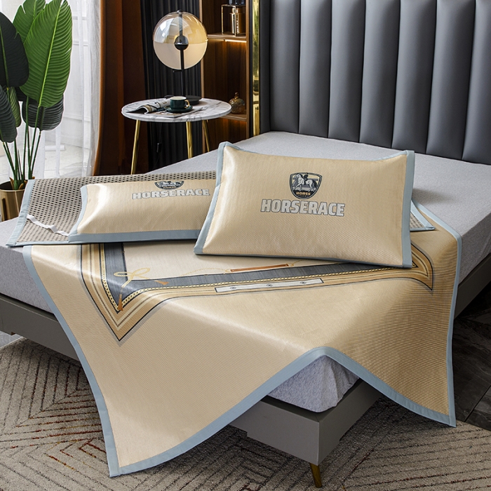 91家纺网 家纺一手货源 找家纺 （总）小芽家居 2024新款冰丝斜纹提花凉席三件套