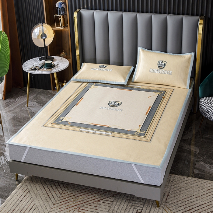 91家纺网 家纺一手货源 找家纺 （总）小芽家居 2024新款冰丝斜纹提花凉席三件套