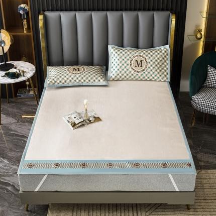 91家纺网 家纺一手货源 找家纺 （总）小芽家居 2024新款千鸟格冰丝凉席三件套