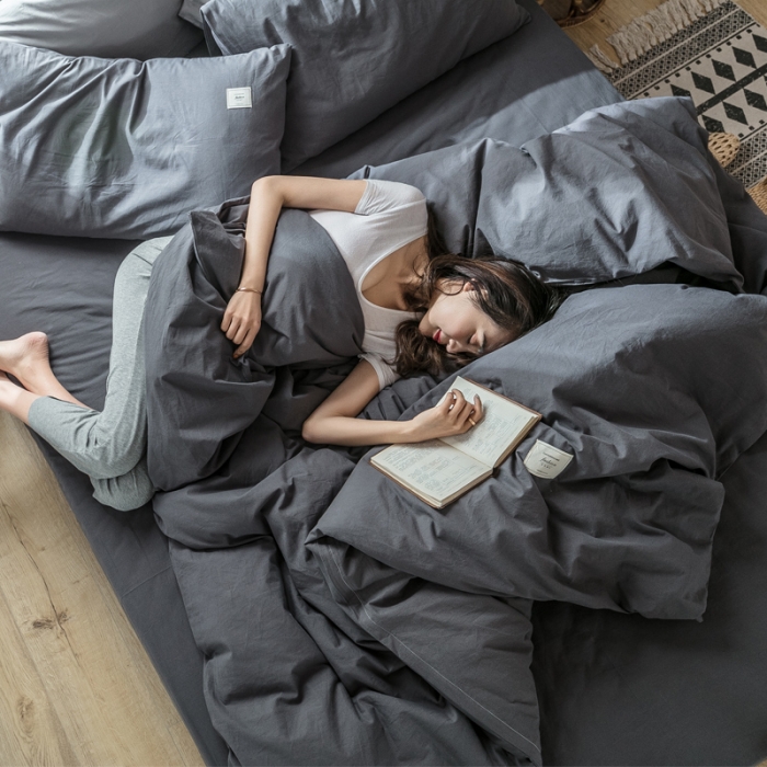 91家纺网 家纺一手货源 找家纺 雅居纺 2022新款全棉水洗棉四件套 低调灰