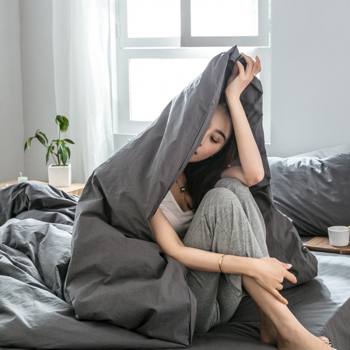 91家纺网 家纺一手货源 找家纺 雅居纺 2022新款全棉水洗棉四件套 低调灰