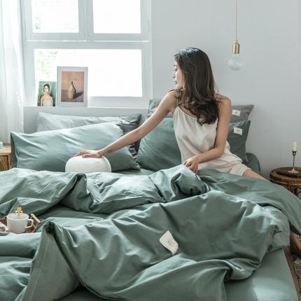 雅居纺 2022新款全棉水洗棉四件套 墨子绿