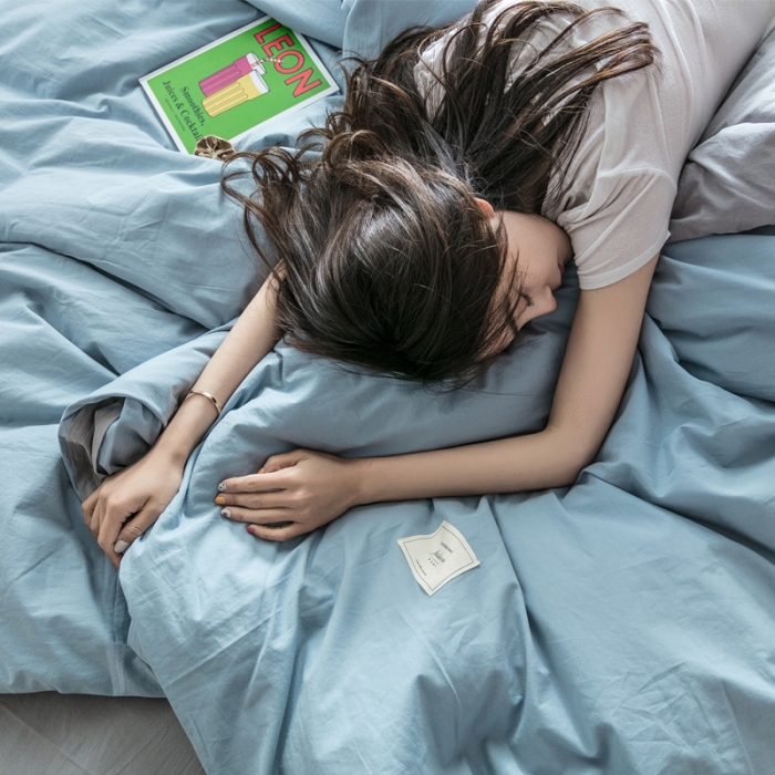 91家纺网 家纺一手货源 找家纺 雅居纺 2022新款全棉水洗棉四件套 清雅蓝+绅士灰