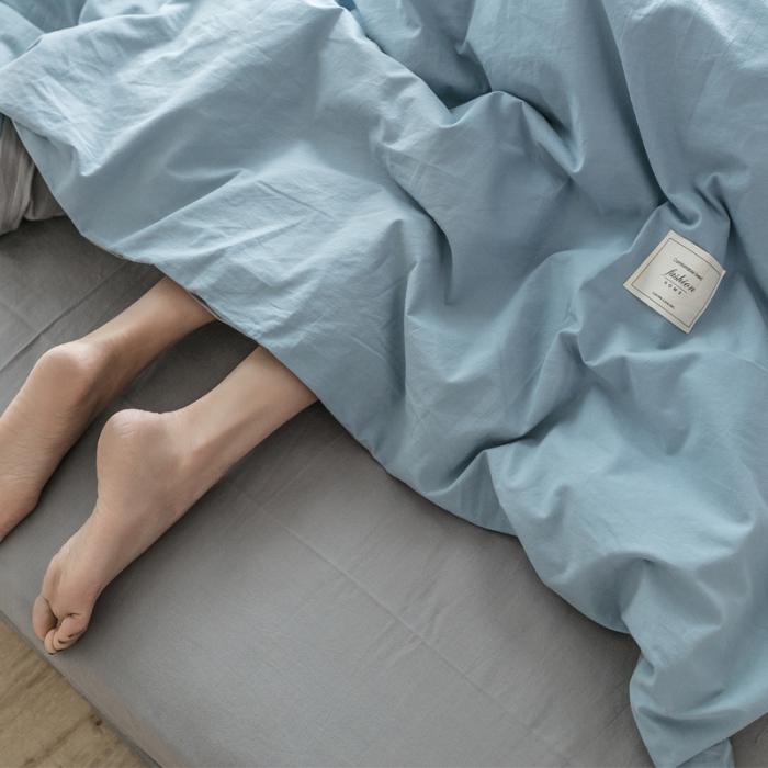 91家纺网 家纺一手货源 找家纺 雅居纺 2022新款全棉水洗棉四件套 清雅蓝+绅士灰