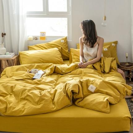 91家纺网 家纺一手货源 找家纺 雅居纺 2022新款全棉水洗棉四件套 绅士黄