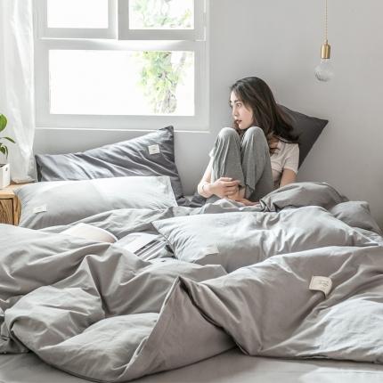 雅居纺 2022新款全棉水洗棉四件套 绅士灰