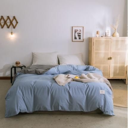 91家纺网 家纺一手货源 找家纺 雅居纺 2022新款全棉水洗棉单被套 清雅蓝+绅士灰