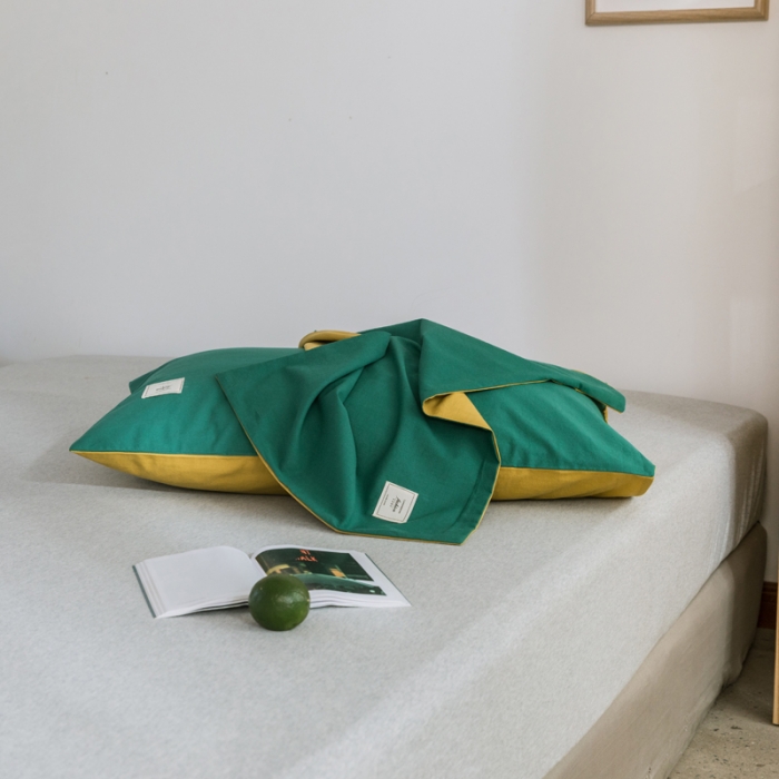 91家纺网 家纺一手货源 找家纺 雅居纺 2022新款全棉水洗棉单枕套 翠绿+绅士黄一对