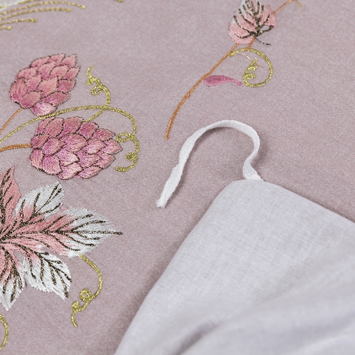 91家纺网 家纺一手货源 找家纺 U品汇 60s贡缎长绒棉刺绣全棉肌理纹绣花四件套麦穗-浅豆沙