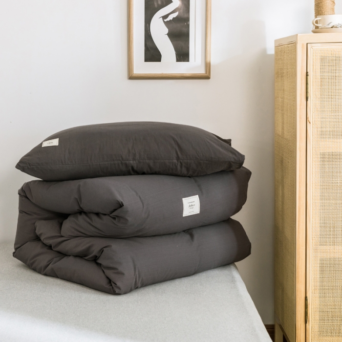 91家纺网 家纺一手货源 找家纺 雅居纺 2022新款全棉水洗棉单枕套 低调灰一对