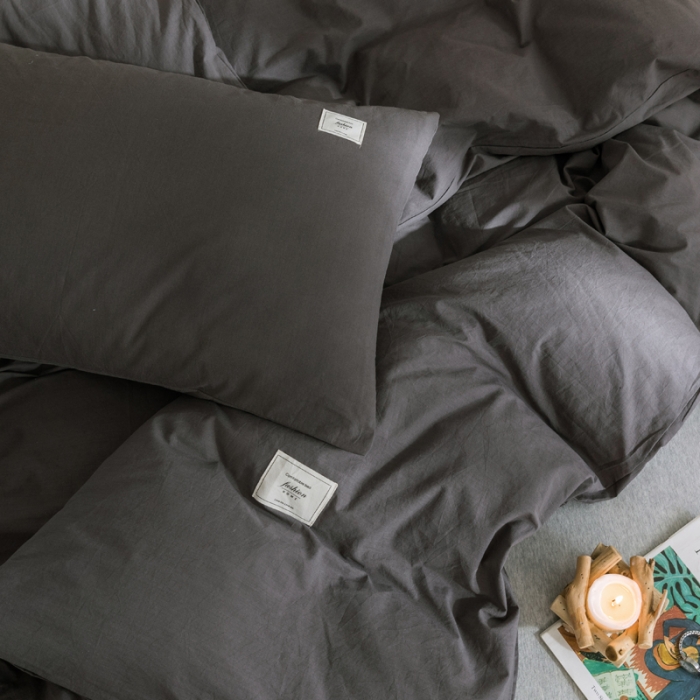 91家纺网 家纺一手货源 找家纺 雅居纺 2022新款全棉水洗棉单枕套 低调灰一对