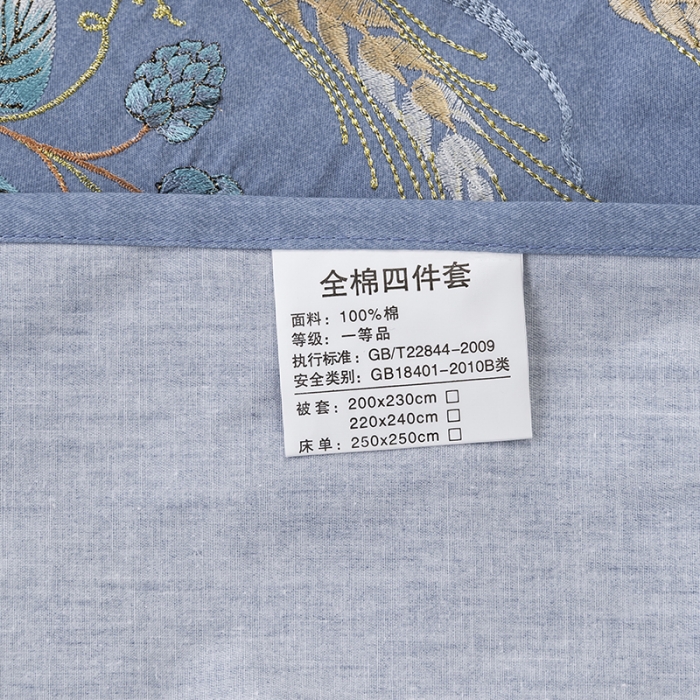 91家纺网 家纺一手货源 找家纺 U品汇 60s贡缎长绒棉刺绣全棉肌理纹绣花四件套 麦穗-普兰