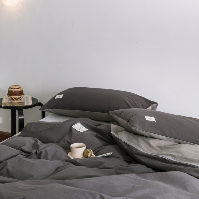 91家纺网 家纺一手货源 找家纺 雅居纺 2022新款全棉水洗棉单枕套 低调灰+绅士灰一对