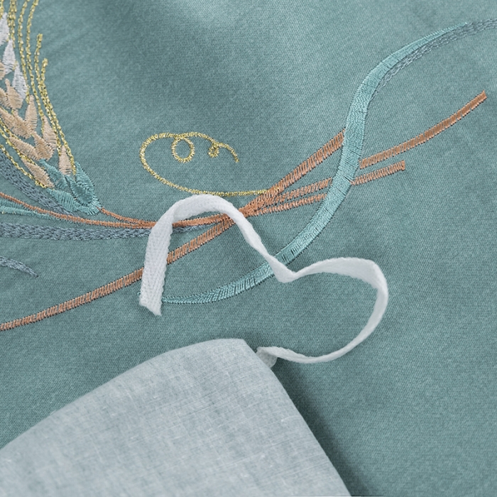 91家纺网 家纺一手货源 找家纺 U品汇 60s贡缎长绒棉刺绣全棉肌理纹绣花四件套麦穗-茵果绿