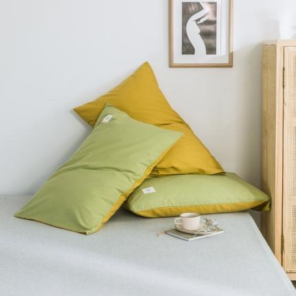 91家纺网 家纺一手货源 找家纺 雅居纺 2022新款全棉水洗棉单枕套 果绿+绅士黄一对