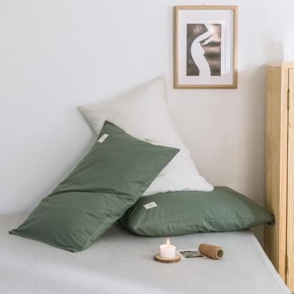 雅居纺 2022新款全棉水洗棉单枕套 墨子绿一对