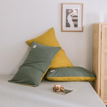 91家纺网 家纺一手货源 找家纺 雅居纺 2022新款全棉水洗棉单枕套 墨子绿+绅士黄一对