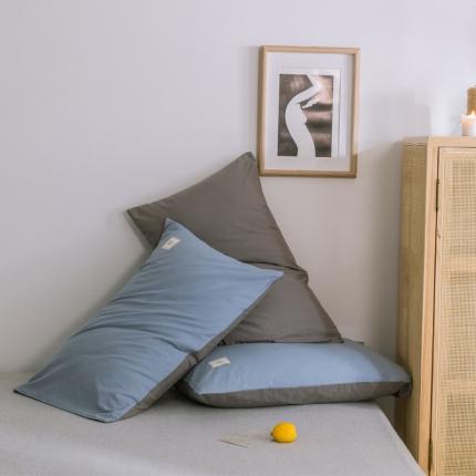 91家纺网 家纺一手货源 找家纺 雅居纺 2022新款全棉水洗棉单枕套 清雅蓝+绅士灰一对