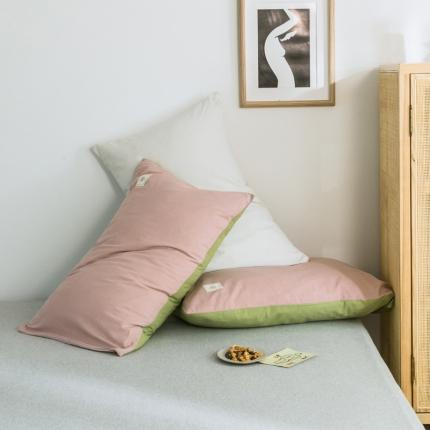 雅居纺 2022新款全棉水洗棉单枕套 绅士红+果绿一对