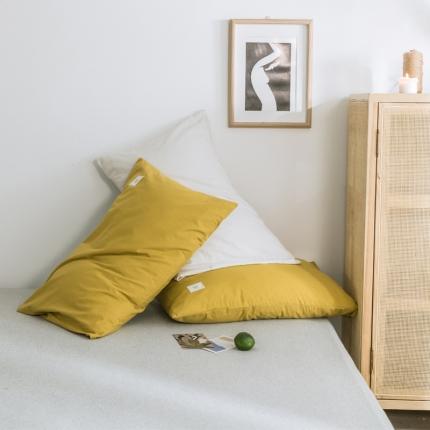 雅居纺 2022新款全棉水洗棉单枕套 绅士黄一对