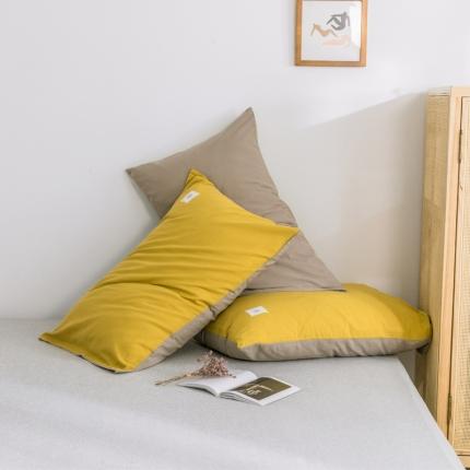 91家纺网 家纺一手货源 找家纺 雅居纺 2022新款全棉水洗棉单枕套 绅士黄+卡其一对