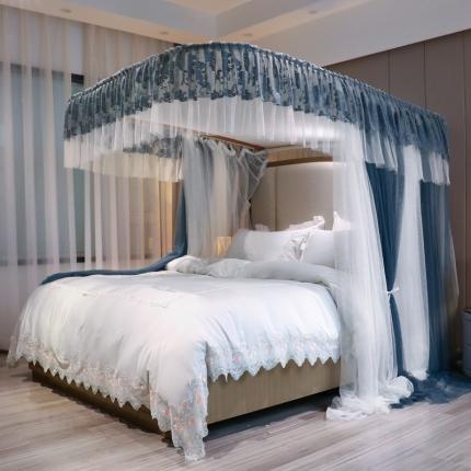 91家纺网 家纺一手货源 找家纺 飞轮海蚊帐 新款轨道款坐床式蚊帐D88 白+黛蓝