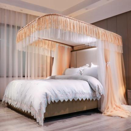 91家纺网 家纺一手货源 找家纺 飞轮海蚊帐 新款轨道款坐床式蚊帐D88 白+香槟