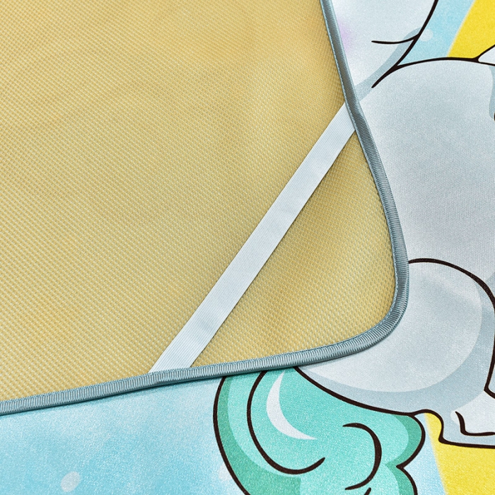 91家纺网 家纺一手货源 找家纺 同田2021新款水洗冰丝数码印花凉席三件套 彩虹独角兽