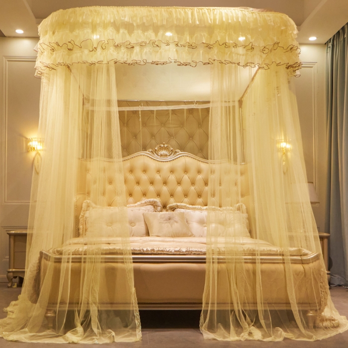 91家纺网 家纺一手货源 找家纺 新太阳 2022新款新款导轨蚊帐 轻纱曼舞黄