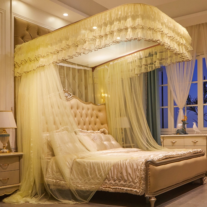 91家纺网 家纺一手货源 找家纺 新太阳 2022新款新款导轨蚊帐 轻纱曼舞黄