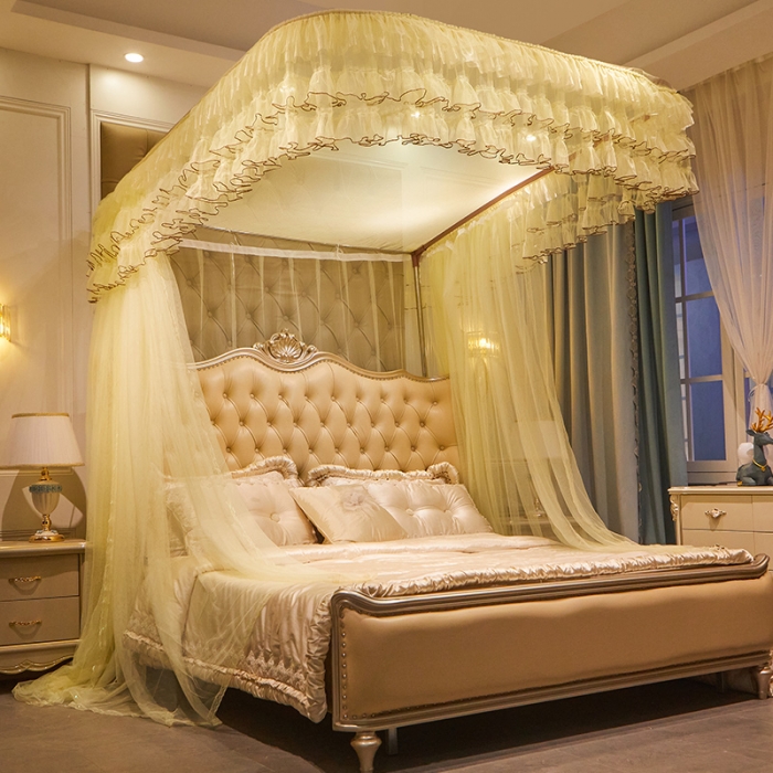 91家纺网 家纺一手货源 找家纺 新太阳 2022新款新款导轨蚊帐 轻纱曼舞黄