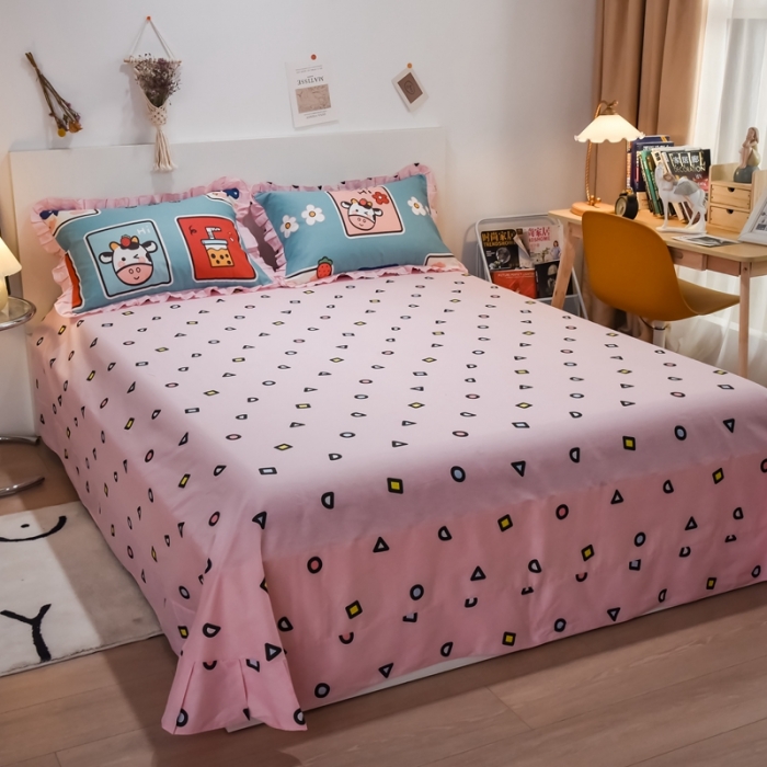 91家纺网 家纺一手货源 找家纺 仟网汇 2021新款全棉夏被四件套 半糖主义-绿