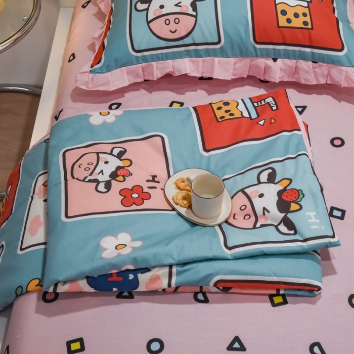 91家纺网 家纺一手货源 找家纺 仟网汇 2021新款全棉夏被四件套 半糖主义-绿