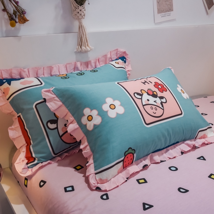 91家纺网 家纺一手货源 找家纺 仟网汇 2021新款全棉夏被四件套 半糖主义-绿