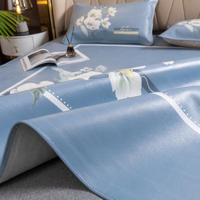 91家纺网 家纺一手货源 找家纺 彩绘头层牛皮凉席三件套