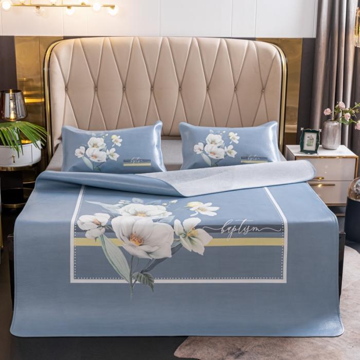 91家纺网 家纺一手货源 找家纺 彩绘头层牛皮凉席三件套