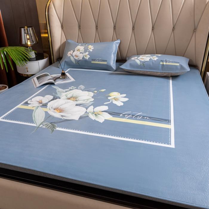 91家纺网 家纺一手货源 找家纺 彩绘头层牛皮凉席三件套