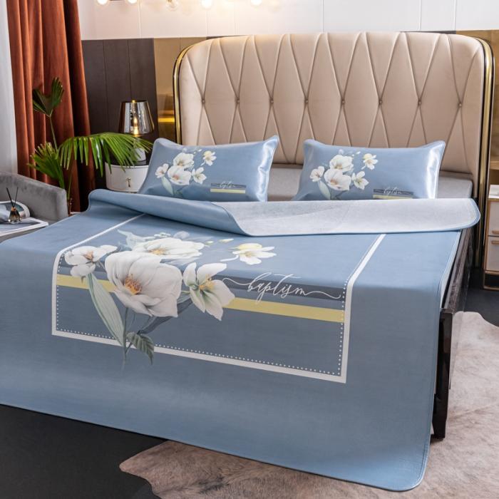 91家纺网 家纺一手货源 找家纺 彩绘头层牛皮凉席三件套