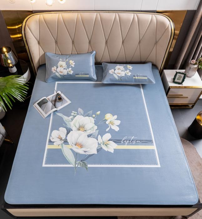 91家纺网 家纺一手货源 找家纺 彩绘头层牛皮凉席三件套