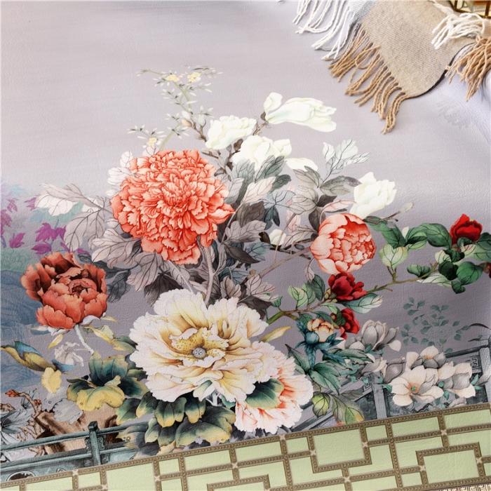 91家纺网 家纺一手货源 找家纺 彩绘头层水牛皮凉席-盛世牡丹