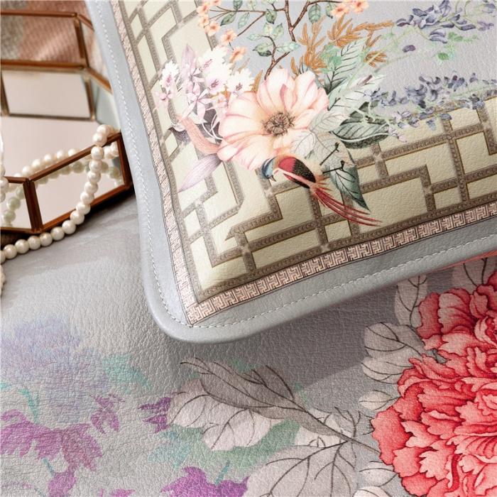 91家纺网 家纺一手货源 找家纺 彩绘头层水牛皮凉席-盛世牡丹