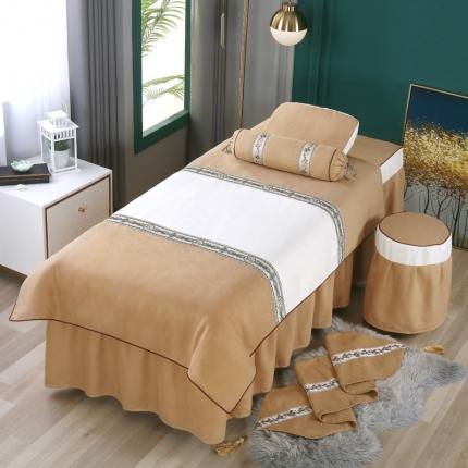 不打烊家纺 2025新款雪芙妮美容床罩-古韵佳人 驼色