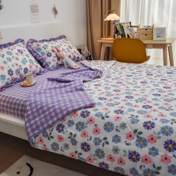 91家纺网 家纺一手货源 找家纺 仟网汇 2021新款全棉夏被四件套 春暖花开