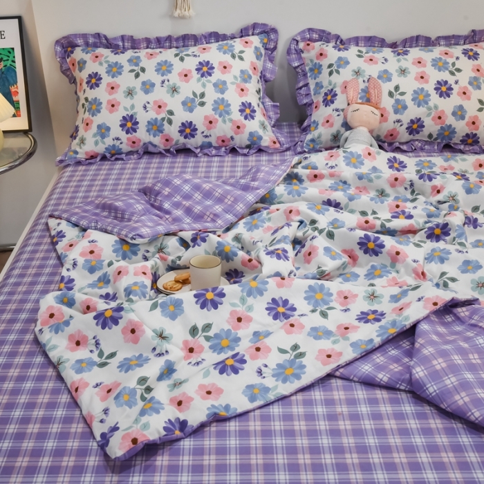 91家纺网 家纺一手货源 找家纺 仟网汇 2021新款全棉夏被四件套 春暖花开